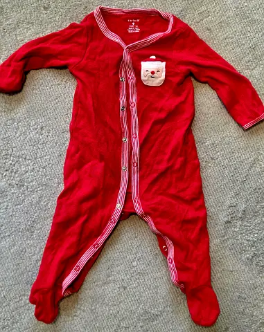 Carter's Red 9-month Baby Sleepsuit with Santa Pocket - Gently Used