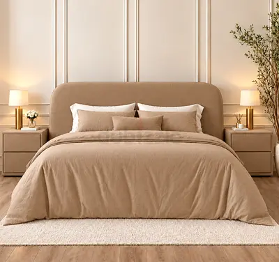 New Modern Upholstered King Bed with Curved Headboard storage bed luxury design king size bed