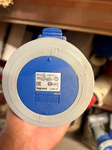 Industrial IP44 Blue Power Connector (Male) - Heavy Duty Plug
