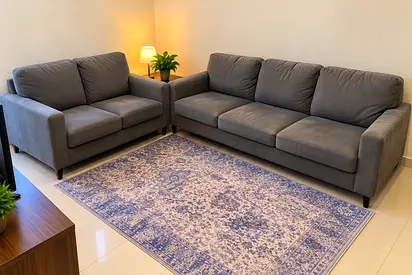 Grey 3+2 Seater Fabric Sofa Set – Good Condition