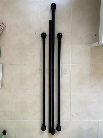 Black curtain rod kit with ball finials