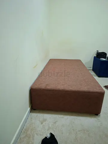 Single brown upholstered bed base / mattress foundation - good condition