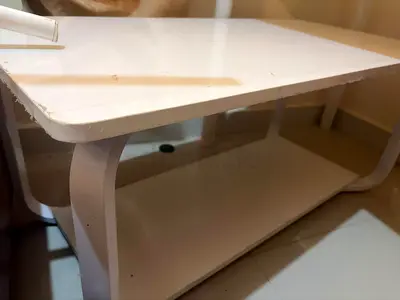 White Study Table with Storage Shelf – For Sale