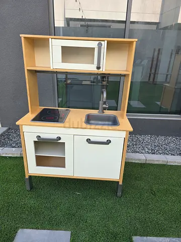 Ikea Wooden Play Kitchen with Sink, Stove and Storage - excellent condition, like new. 250aed