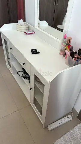 White Dressing Table / Vanity with Mirror and Storage
