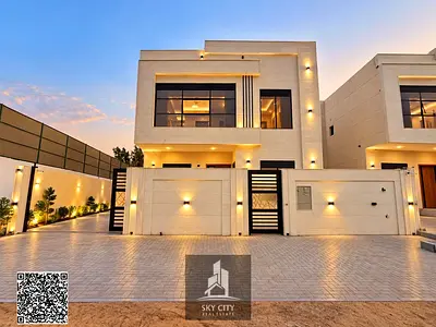 For sale: A modern, two-story villa with a rooftop terrace, featuring 3 master bedrooms. The price includes registration fees. Located next to the mos