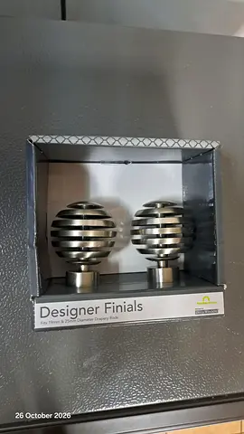 Pair of stainless steel designer curtain finials - new in box