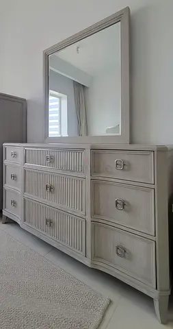 Home Centre Fluted 9-Drawer Dresser with Mirror