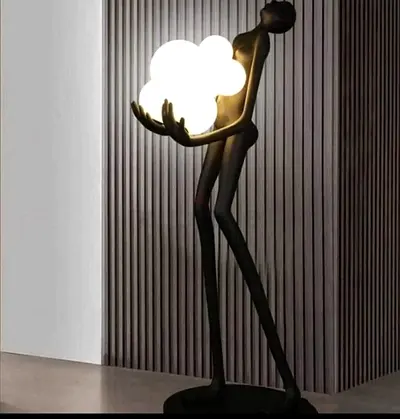 Artistic Human Figure Floor Lamp with Cloud Globe Light 6lemp