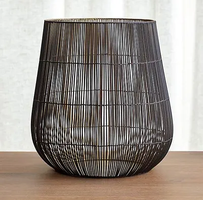 Crate & Barrel Kent Large Black Wire Hurricane Candle Holder