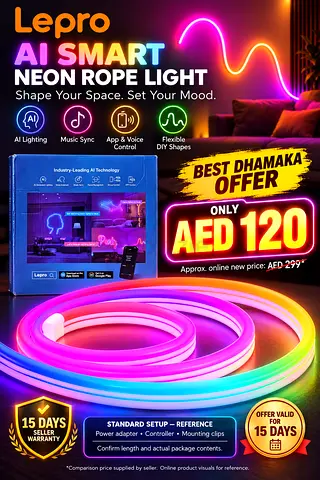 Lepro AI Smart Neon Rope Light - RGB Music Sync, App & Voice Control (Like New)