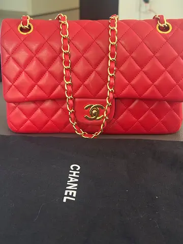 Red Chanel flap 25 Shoulder Bag with Gold Chain