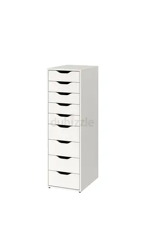 Tall Narrow 9-Drawer White Storage Cabinet