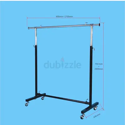 Adjustable Rolling Garment Rack - Extendable Clothes Rail