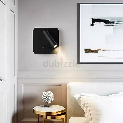 Modern black wall reading lamp - adjustable bedside sconce