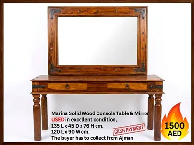 Marina solid wood console table with mirror