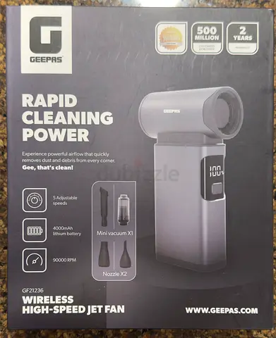 Geepas Wireless Mini Vacuum / High-Speed Jet Fan - New in Box