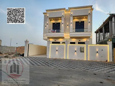 Villa for sale in Ajman, Al Helio 2 area, including registration fees (6 master bedrooms + large living room with sinks + large hall + maid's room + e