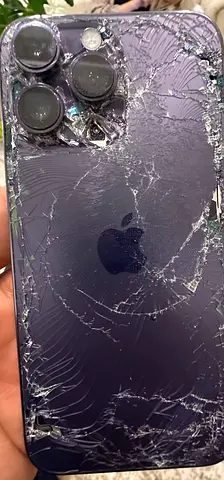 iPhone 14 Pro Max (Purple) - Back glass shattered, camera intact