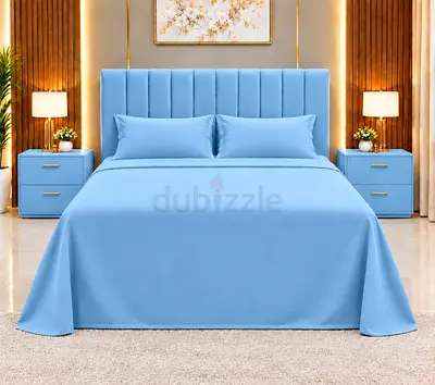 New King Size bed Upholstered Bed with Padded Headboard - Light Blue king bed