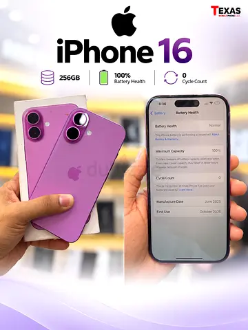 Apple iPhone 16 - 256GB, 100% Battery Health, Purple