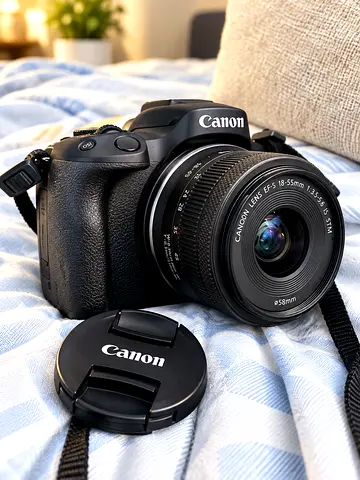Canon DSLR with kit lens and strap - used, good condition
