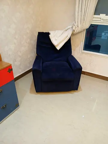 Blue single recliner armchair - good condition