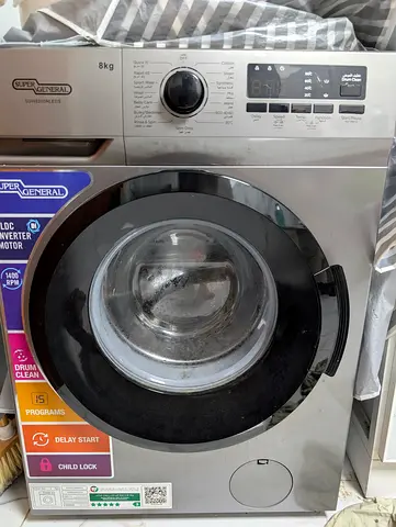 Super General 8kg Front Load Washing Machine - Silver, 1400 RPM