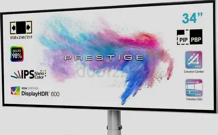 MSI Prestige PS341WU is a 34-inch flat ultrawide creator monitor featuring a 5K2K WUHD resolution o