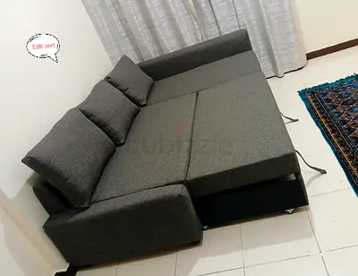 IKEA L Shape Sofa cum bed with big storage and you can fix the storage left or right anyside you wan
