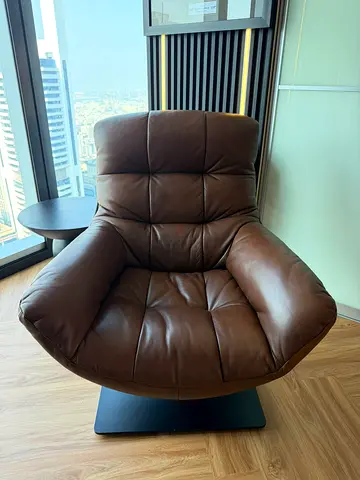 Leather Home Kode Brown Leather Swivel Recliner Armchair - Good Condition
