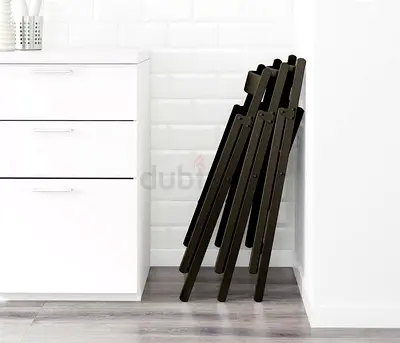 Set of 3 Wooden Folding Chairs - Black - separate available