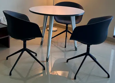 Round table and swirling chairs