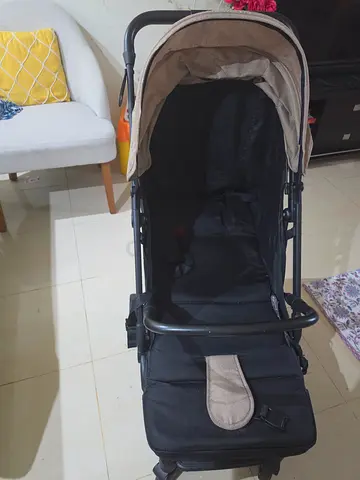 Foldable Baby Stroller – Black & Beige | Good Used Condition