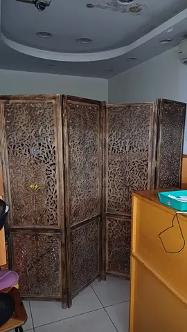 Carved Wooden Room Divider / Folding Screen - 4 Panels