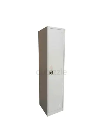 Single Metal Locker / Wardrobe - Tall Storage Cabinet (White)