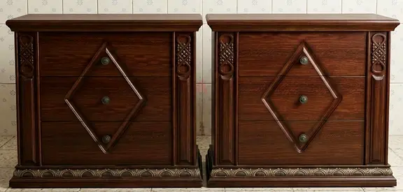 Direct from first owner - Solid wooden table / chest with 3 drawers [Used - Good Set of 2 Nos.]