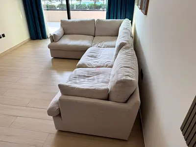 Home Center Feather filled Sofa Beige