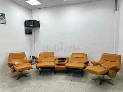 Rea leather electric recliner sofa set