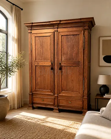 Solid Oak Antique Wardrobe / Armoire in Good Condition
