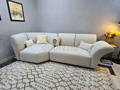 Modern Curved Fabric Sofa - 3-Seater Sectional