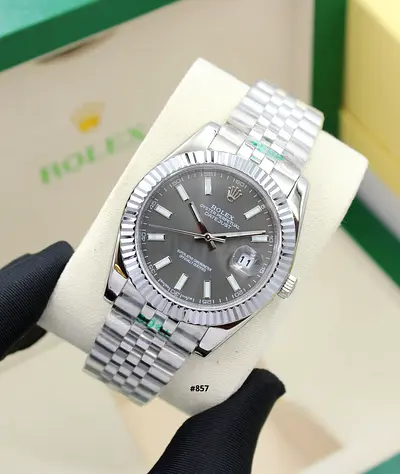 Rolex Datejust Stainless Steel Master Quality Watch Grey Dial Jubilee Bracelet - Preowned