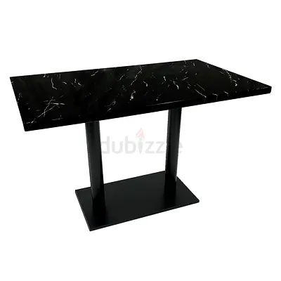 Black Marble Effect Dining Table with Double Pedestal Base. Have Quantity, Urgent Sell. News.