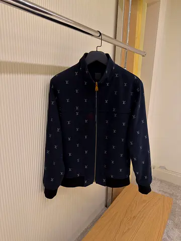 Navy Lou Vuitton monogram zip-up bomber jacket,