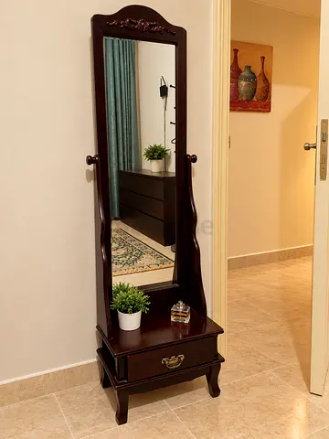 Full-Length Wooden Standing Mirror Dark Brown - Mini Vanity/dressing table