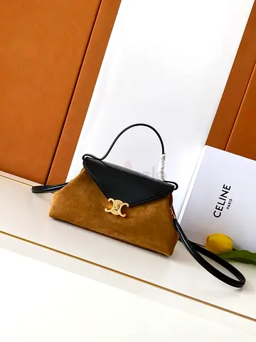 Celine Flair Small Bag in Brown Suede Calfskin