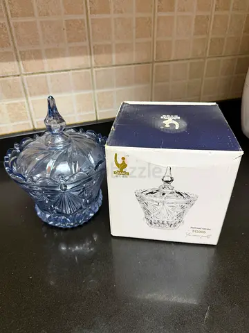 Glass candy dish with lid Urgent sale