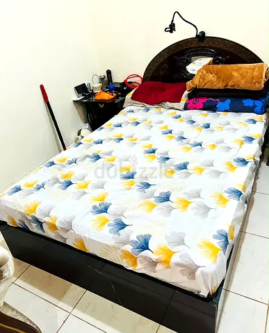 Double size wooden bed + wooden box for mattress + frame with mattress - very good condition