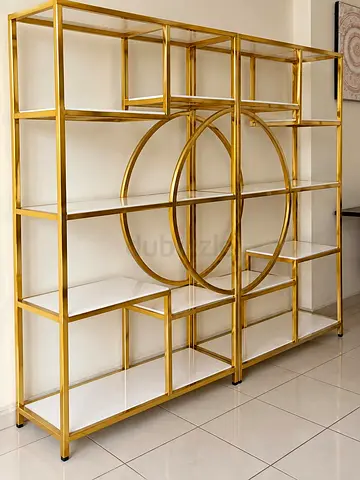 Modern Gold Metal Geometric Display Shelf