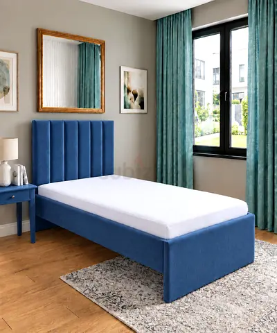 New Single bed Upholstered Bed Frame with Padded Headboard - Blue kids bed 90×190 or 90×200